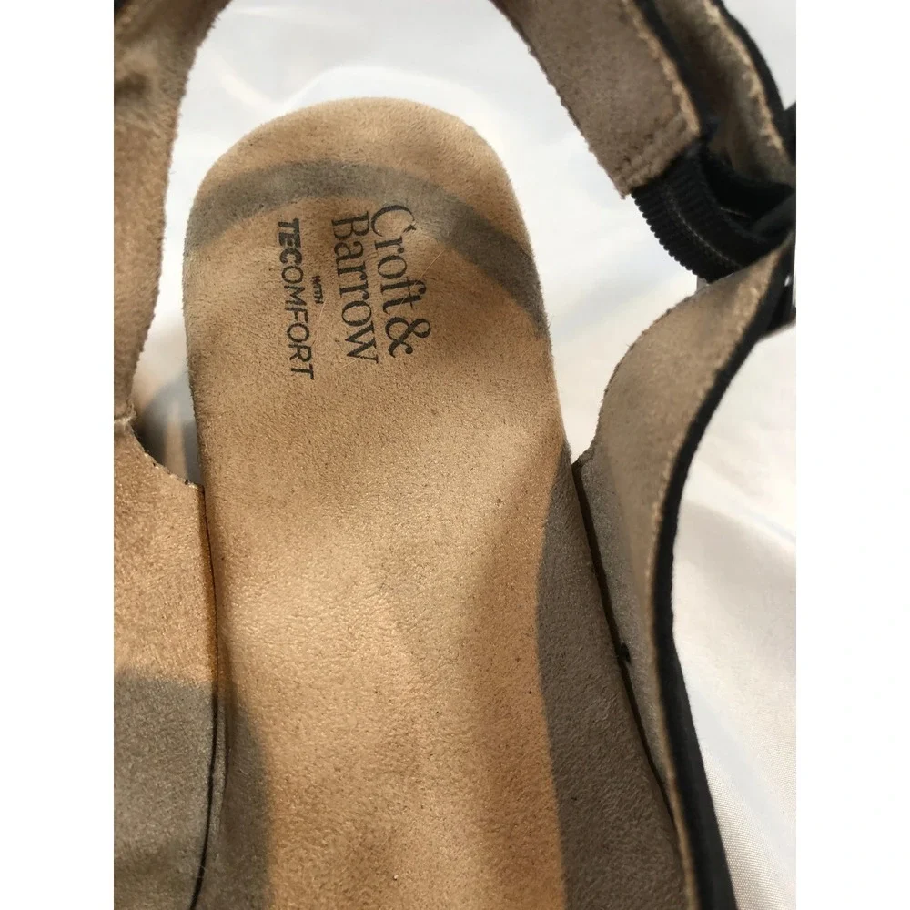Croft & Barrow Black Espadrille Wedge‎ Sandals Slingback Tecomfort Womens 8.5 M